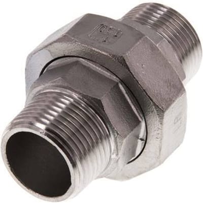 Rechte aansluiting R1'' RVS met Vlakke Afdichting PTFE 16bar