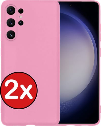 Hoesje - 2 Stuks - Geschikt voor Samsung Galaxy S23 Ultra - Sterk & Shockproof - Telefoonhoes - Back Cover - Case Siliconen - Telefoon Hoes - Roze