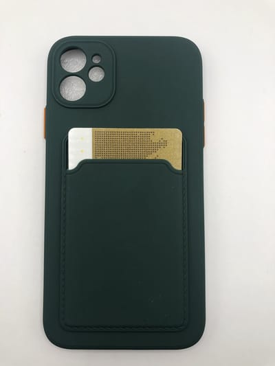 TPU back cover met vakje voor pasje - Geschikt voor Appel iPhone 12 - Groen
