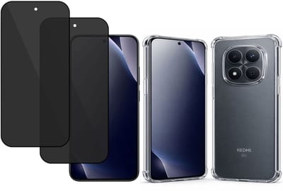 Hoesje met 2x Privacy Screenprotector - Geschikt voor Xiaomi Redmi Note 15 Pro - Extreme Shockproof - Anti Inkijk - Tempered Glass - Transparant - TechNow