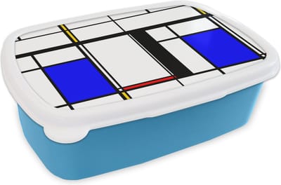 Broodtrommel Blauw - Lunchbox - Brooddoos - Patronen - Kunst - Abstract - 18x12x6 cm - Kinderen - Jongen