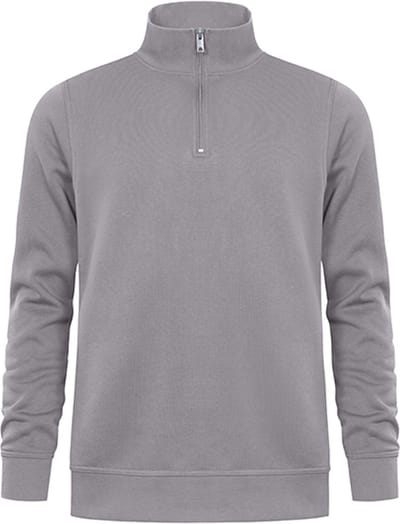 Unisex Troyer Trui met driekwartsrits Light Grey - XS