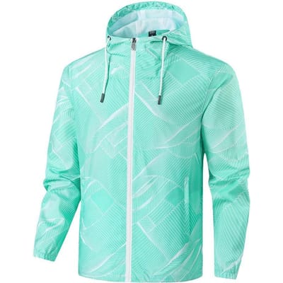 Nouvelle veste légère imprimée pour homme, printemps et automne, manteau fin à capuche, haut à col montant, grande taille 3XL vert