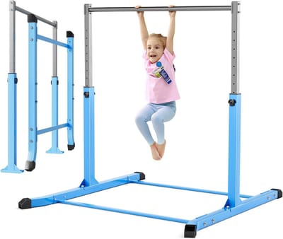 YOR® Duikelrek - Rekstok - Turnrek - 3' tot 5' verstelbare hoogte - antislip - Blauw - ‎119cm x 25cm x 15cm