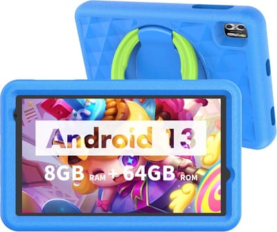 Elementkey Ai-Kids Pro - 8 Inch Kindertablet Android 13, 128GB - 8GB ram - Opslag en Schokbestendige Behuizing Kinderen - Blauw