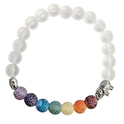 Fako Bijoux® - Boeddha Natuursteen Armband - Buddha Kralen Armband - Chakra Reiki - Olifant - Transparant