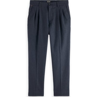 Scotch & Soda Twilt - Brushed Wool-blend Pleated Chino Charcoal Stripe Talla: W30L32 | Pantalones Sastre Outlet | Hombre | Negro