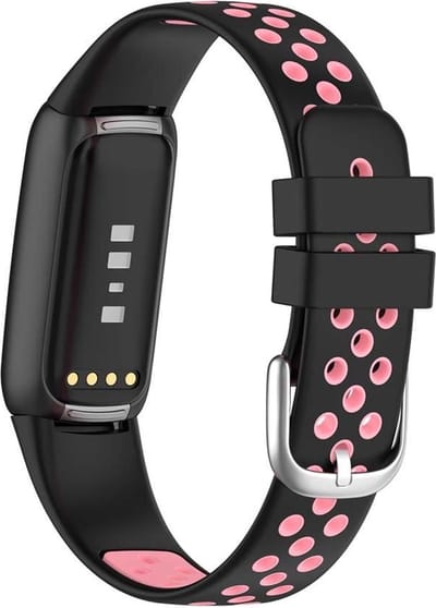 Sportbandje - Fitbit Luxe - zwart met roze - siliconen 160-220mm