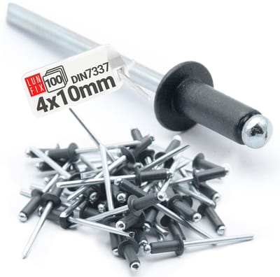 LUN FIX - Aluminium Blindnieten - 4 x 10 mm - 100 stuks - Staal - Industrie-Standaard DIN7337