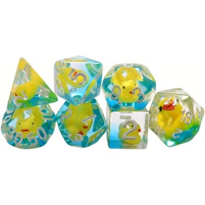 Collection de dés de jeu de société Canard Jaune 7 Pièces Dés de Jeu de Société Multi-Faces Dés de Jeu de Rôle Cadeau de Noël