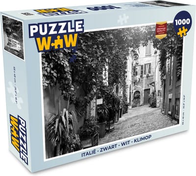 Puzzel Italië - Zwart - Wit - Klimop - Legpuzzel - Puzzel 1000 stukjes volwassenen