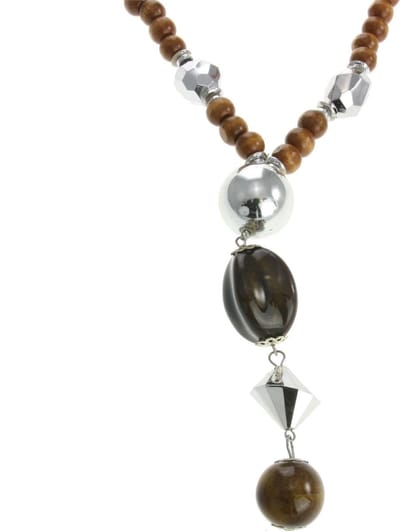 Behave - Ketting met houten en porseleinen kralen - Boho chic hanger