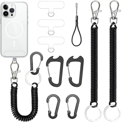 Thijox - Phone Tether Lanyard Case Patch Universele Telefoonsnoer met Karabijnhaak en Polsband voor Anti-diefstal en Anti-val Outdoor Wandelen Fietsen