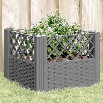 vidaXL - Plantenbak - met - pinnen - 43,5x43,5x43,5 - cm - polypropeen - lichtgrijs