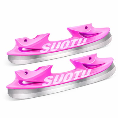 Suotu IJshockeyaccessoires - 1 Set RVS Lemmet en Beschermer voor Schaatsen - Vervangende lemmeten - Geschikt voor de Suotu S78 Skeelers Maat: EUR 28-30 - Roze/Paars
