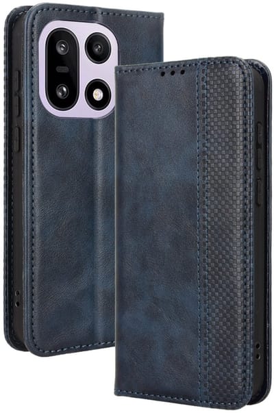 Coverup Hoesje - Geschikt voor OnePlus 15 Hoesje - Coverup Vintage Style Book Case - Blauw