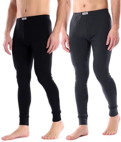 Ladeheid Heren Thermobroek 2 Pack Set - Sport - Thermoactieve - Lang - Katoen – Zwart/Grafiet – S - LA-LA40-247-UW-2B