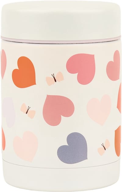 A Little Lovely Company - Geïsoleerde RVS voedselpot - thermos lunchbox kinderen - Thermosbeker - BPA vrij - voedselcontainer - Hartjes - roze