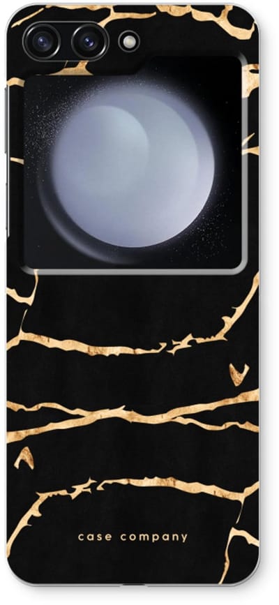 Case Company® - Hoesje geschikt voor Samsung Galaxy Z Flip5 hoesje - Gouden marmer - Soft Cover Telefoonhoesje - Bescherming aan alle Kanten en Schermrand