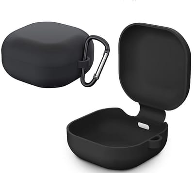 CHPN - Siliconen hoesje geschikt voor Samsung Buds Live - Zwarte siliconen case - Met karabijnhaak - Beschermhoes voor Samsung Galaxy Buds Live