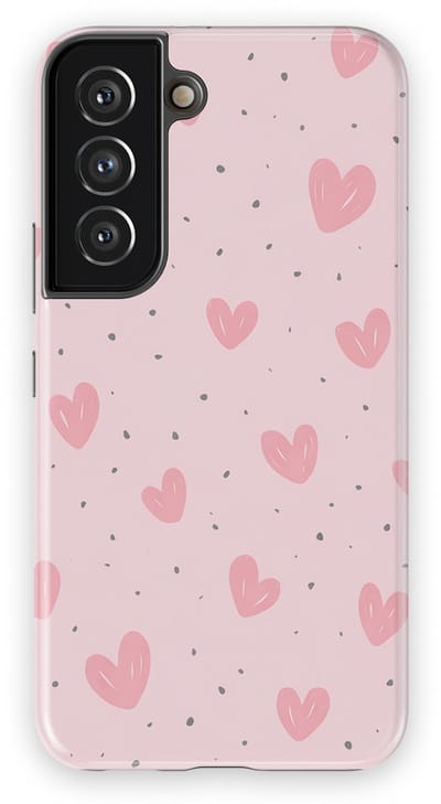 Tough Hoesje met Hartjes Samsung Galaxy S22 | Little Love Tough Case Geschikt voor Mag | Hartjes Print Backcover Samsung Galaxy S22 Pink Blush