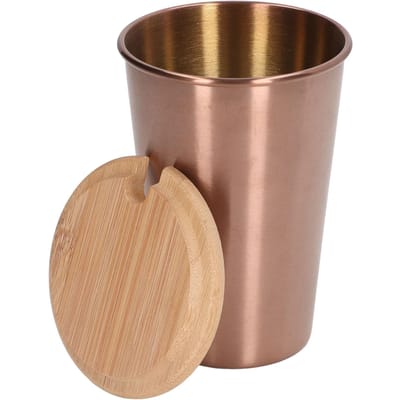Mug à bière en acier inoxydable 500 ml avec couvercle Tasse à eau simple couche Tasse à boire d'extérieur pour usage domestique rose or