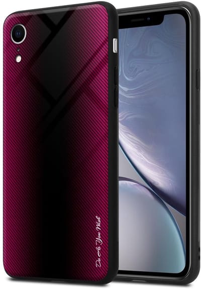 Cadorabo Hoesje geschikt voor Apple iPhone XR in PAARS ROZE - Beschermhoes gemaakt van TPU silicone Case Cover en achterkant van gehard glas