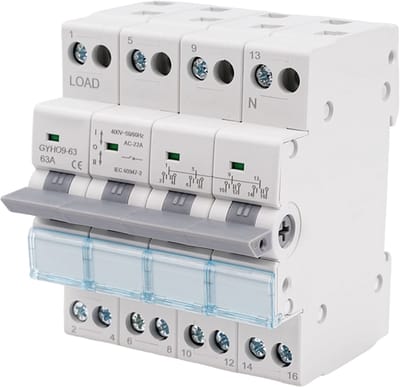 Dual Power Transferschakelaar - GYHO9-63 handmatige transfer schakelaar - 63 A schakelaar - 4-polig - 400 VAC elektrische keuzeschakelaar - stroomonderbreker - Omschakelaar