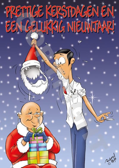 KERSTKAART Kapper - ansichtkaart - 25 stuks - Kerstmuts