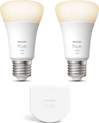 Philips Hue Uitbreidingspakket - E27 - met 2 Standaard Lampen - Warmwit Licht - Incl. 1 Hue Wall Switch - Hue White White