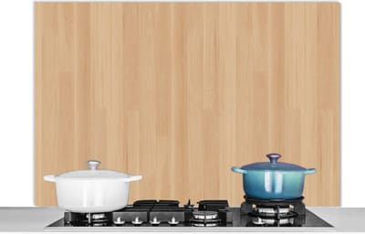 Spatscherm keuken 120x80 cm - Kookplaat achterwand Naturel - Hout - Plank - Patronen - Muurbeschermer - Spatwand fornuis - Hoogwaardig aluminium
