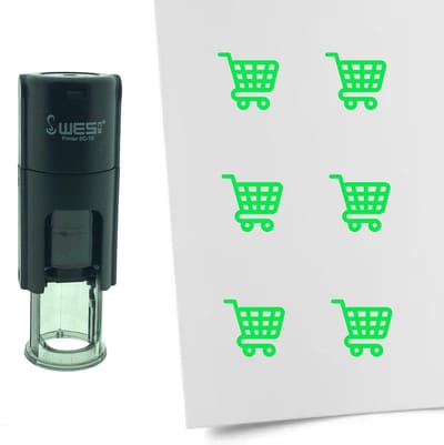 CombiCraft Stempel Winkelwagen 10mm rond - groene inkt