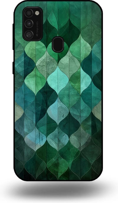 Smartphonica Telefoonhoesje geschikt voor Samsung Galaxy M21 met groene bladeren opdruk - TPU backcover case green leaf design - Groen geschikt voor Samsung Galaxy M21