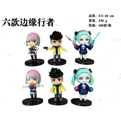 10CM Anime Game Figuur Cyberpunk: Edgerunners 6 modellen Stand Animatie Model Speelgoed Cadeaus Collectie Bureau Decoratie Ornamenten No box black