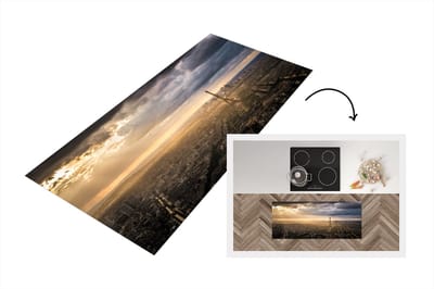 Keukenloper - Loper keuken - skyline over Parijs met heldere zonnestralen die de Eiffeltoren verlichten - 120x50 cm - Keukenloper vinyl