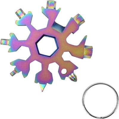 Sneeuwvlok multitool - Pocket tool - Klusjes oplossen - 18 functies in één - 6.4 cm - Paars