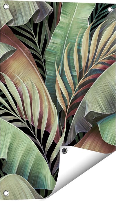 Gards Tuinposter Tropische Bladeren - 40x60 cm - Tuindoek - Tuindecoratie - Wanddecoratie buiten - Tuinschilderij
