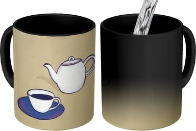 Magische Mok - Foto op Warmte Mokken - Koffiemok - Theepot - Kopje - Beige - Illustratie - Magic Mok - Beker - 350 ML - Theemok