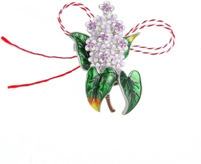 Bloemen Broche - Sieraad - Cadeau Geven - Traditioneel Symbool - 5.3 x 3.3 cm - Lilac