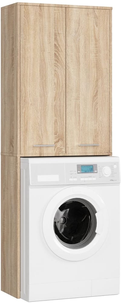 Badkamerkast voor Wasmachine FIN / Hoge Wasmachinekast met 2 Deuren / AKORD Furniture Factory / Sonoma Eik / 64 x 180 x 30 cm