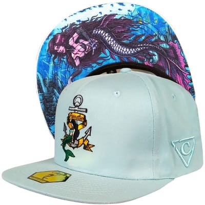Capiche® Snapback Pet – Zeemeerminnen Paradijs – Pastel Blauw – Verstelbaar met Druksluiting – Pet Mannen – Mermaid Paradise