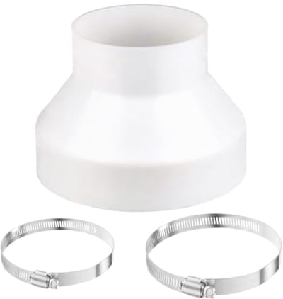 Buizenadapter 150 mm naar 100 mm - ABS reducer - met 2 roestvrijstalen klemmen - ideaal voor ventilatie - SnelShoppen
