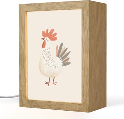 Nachtlampje 15x20 cm - Kinder lampje - Kip - Boerderij - Dieren - Tafellamp kinderkamer - Slaapkamer lamp - Bedlamp kinderen - Kinderlampje stopcontact - Wandlamp babykamer - Nachtlampjes