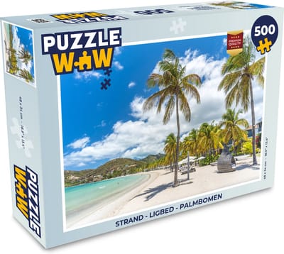 Puzzel Strand - Ligbed - Palmbomen - Legpuzzel - Puzzel 500 stukjes