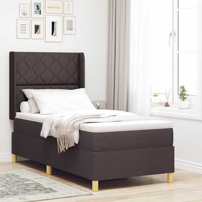 vidaXL - Boxspring - bed - met - LED-stripverlichting - Bruin - 100 - x - 200 - cm - Stof