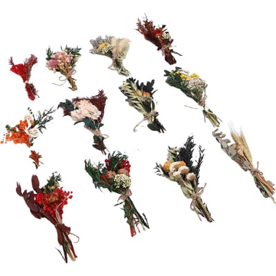 12 STUKS Mini Gedroogde Bloemenboeketjes Gedehydrateerde Gedroogde Bloemen voor Vaasarrangementen Bruiloft Tafeldecoratie
