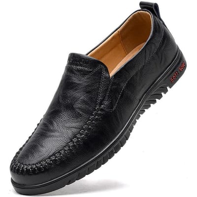 Grote Maten Lente Schoenen Heren Echt Leer Mode Jeugd Heren Casual Leren Schoenen Rundleer Herenschoenen 47 black