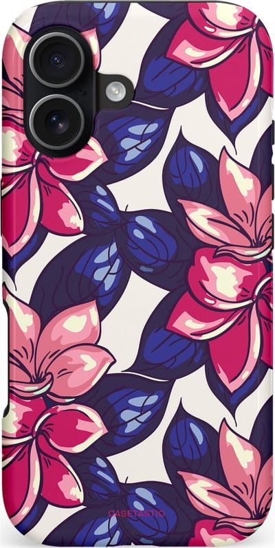 Casetastic hoesje geschikt voor Apple iPhone 17 - MagSafe - Dubbellaagse bescherming - Tropen paradijs - Fashion Case - Donkerblauw Koraal Crème
