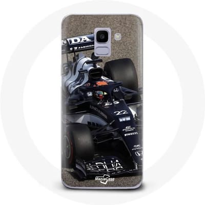 Case voor Samsung Galaxy A6 2018 Formule 1 Yuki Tsunoda F1 Racing Driver Blauw blauw