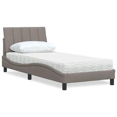 vidaXL - Bed - met - matras - "Hanko" - stof - taupe - 80x200 - cm